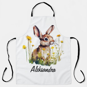 Aquarelle Bunny Dandelion personnalisé tablier