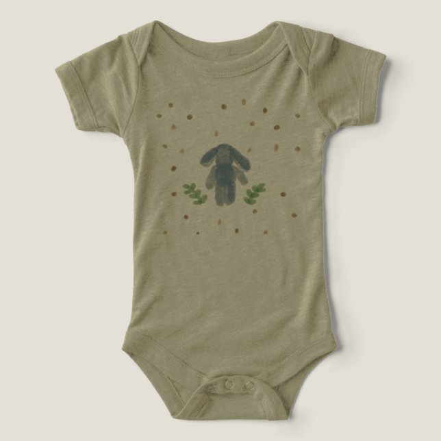 Aquarelle Bunny Genre Neutre Tirée Chemise bébé (Design Recto)
