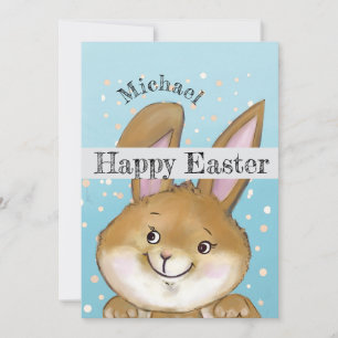 Aquarelle Bunny Pâques Enfants Carte de vacances b