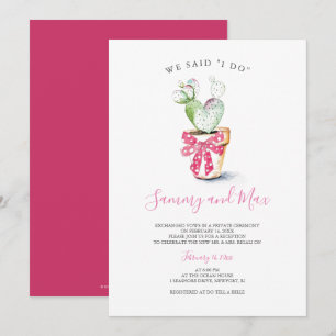 Aquarelle Cactus Elopement Réception Invitations