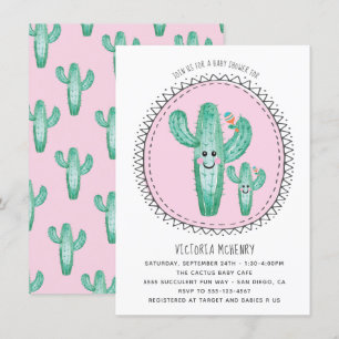 Aquarelle Cactus Momma et Baby shower Invitation