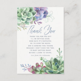 Aquarelle Cactus Succulents Baby shower Merci