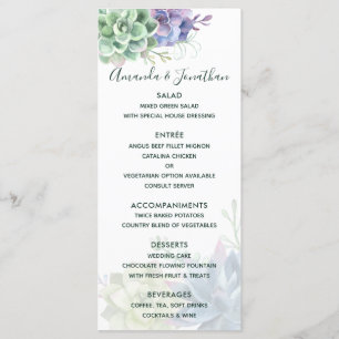 Aquarelle Cactus Succulents Menu Mariage