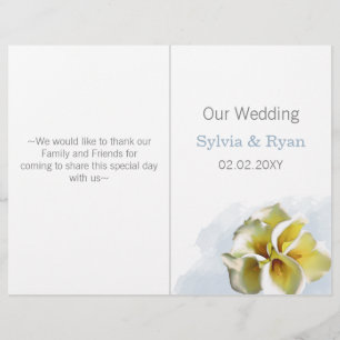 aquarelle calla lilies bi pli programme de mariage