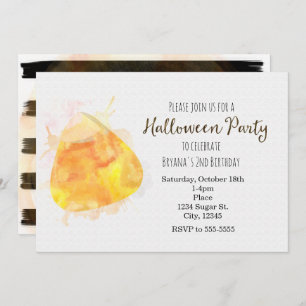 Aquarelle Candy Corn Halloween Fête Invitations