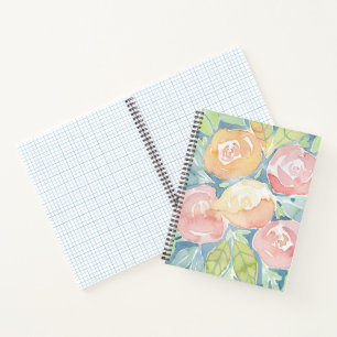 Aquarelle Carnet floral avec Roses peints à la mai