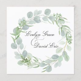 Aquarelle carré Faire-part de mariage vert