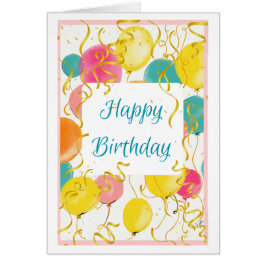 Aquarelle Carte Ballons Anniversaire Pour Elle
