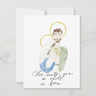 Aquarelle Carte de Noël de la Sainte famille