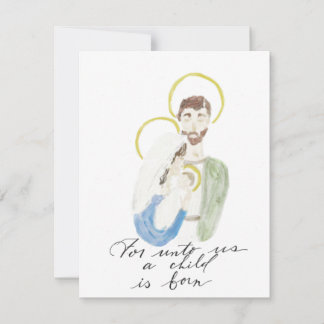Aquarelle Carte de Noël de la Sainte famille