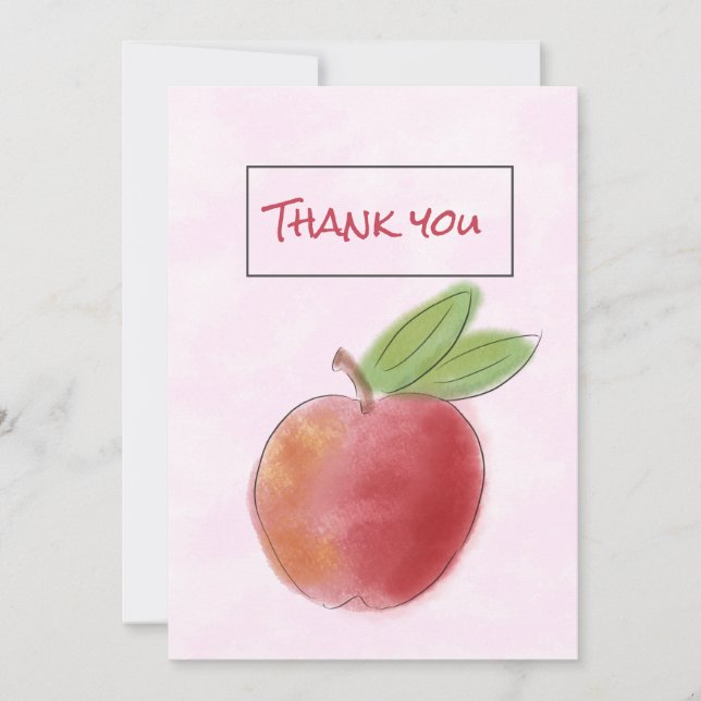 Aquarelle Carte de remerciements Apple pour enseig (Devant)