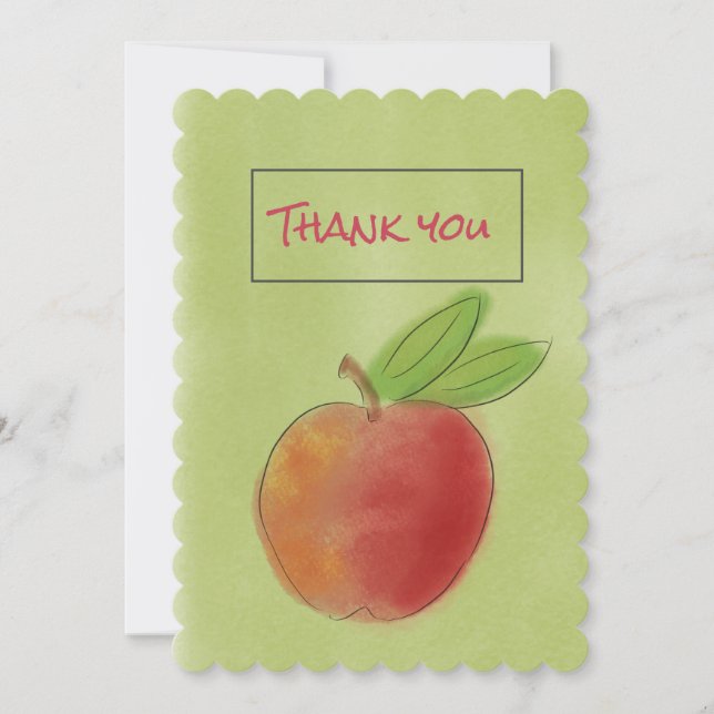 Aquarelle Carte de remerciements Apple pour enseig (Devant)