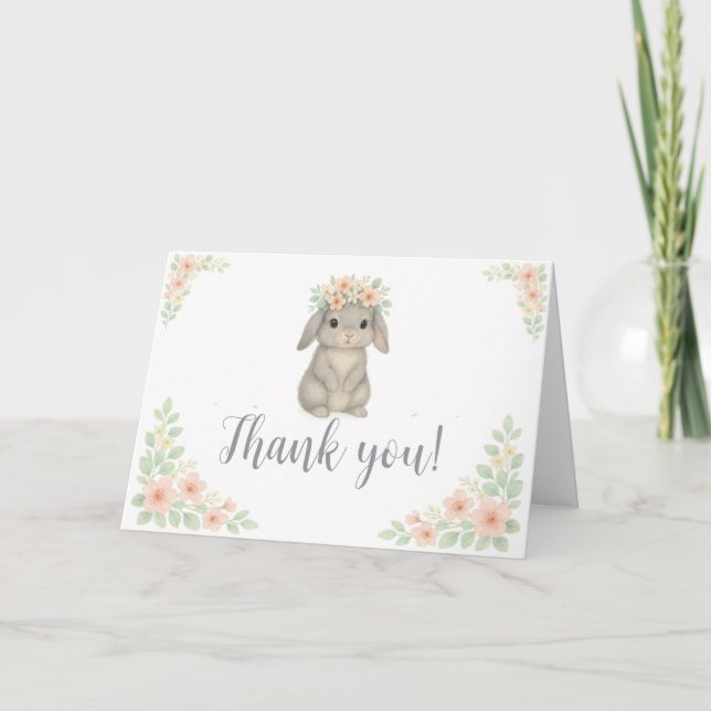 Aquarelle, Carte de remerciements Bunny Pastel (Devant)