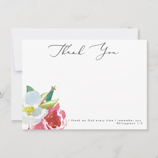 Aquarelle Carte de remerciements d'écriture floral (Devant)