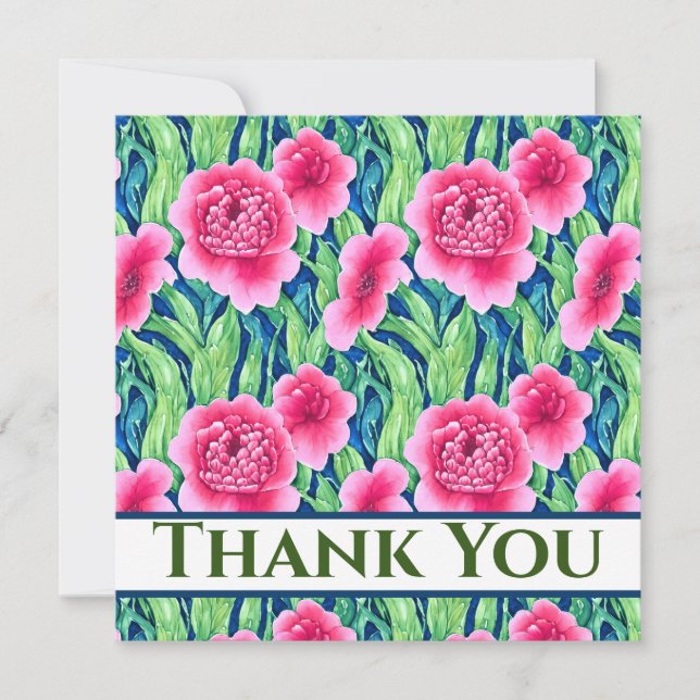 Aquarelle Carte de remerciements florale (Devant)