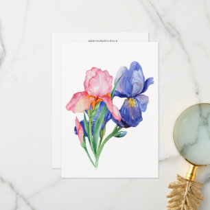 Aquarelle Carte de remerciements Iris.