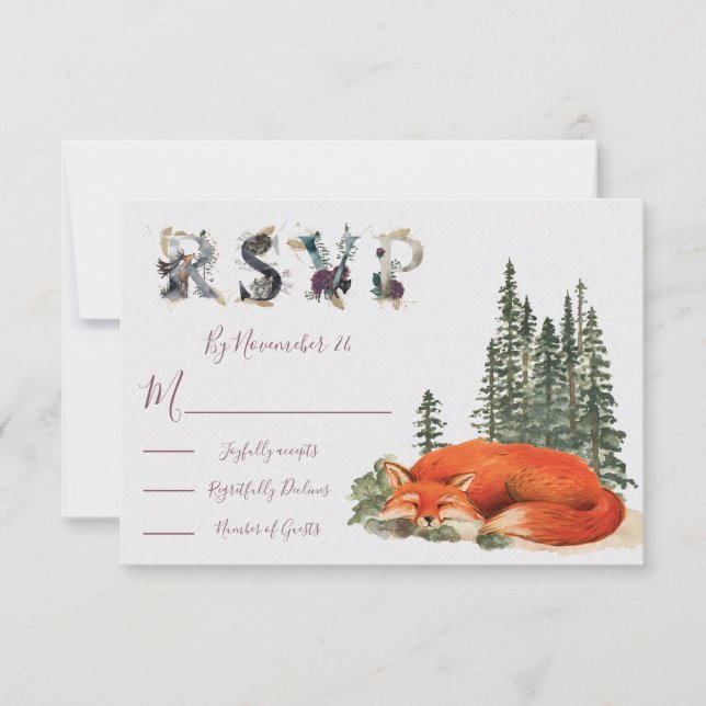 Aquarelle Carte de réponse du Mariage de renard Wo (Devant)
