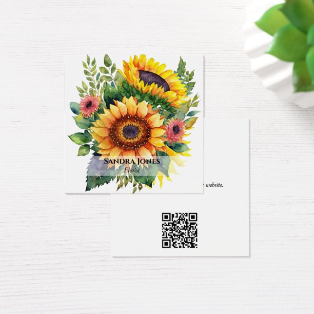 Aquarelle Carte de visite Sunflowers - blanc (Bureau)