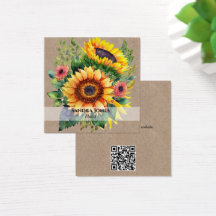 Aquarelle Carte de visite Sunflowers - style kraft