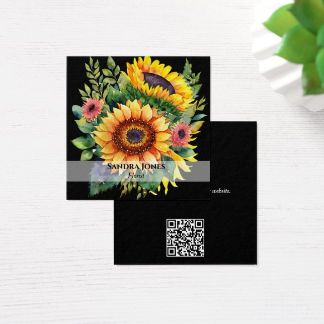 Aquarelle Carte de visite tournesol - noir (Bureau)
