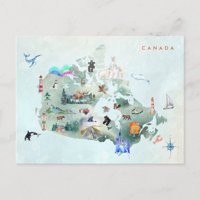 Aquarelle Carte illustrée de l'art canadien (Devant)