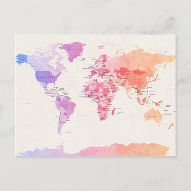Aquarelle Carte politique du monde (Devant)
