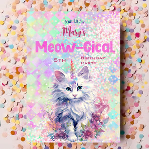 Aquarelle Caticorn Meow-Gical Invitation d'anniver