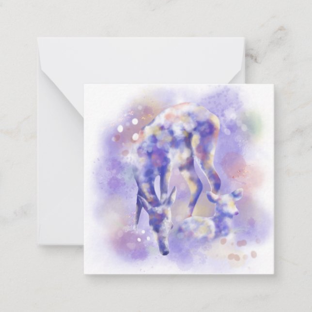 Aquarelle Cerf avec or Faux | Carte de note (Devant)