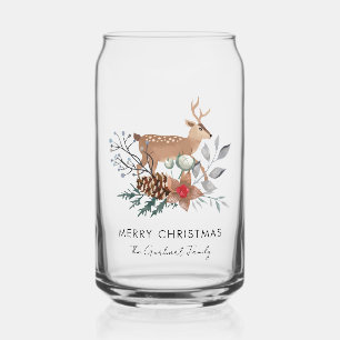Aquarelle Cerf Botanique Noël Fêtes Sur Mesure
