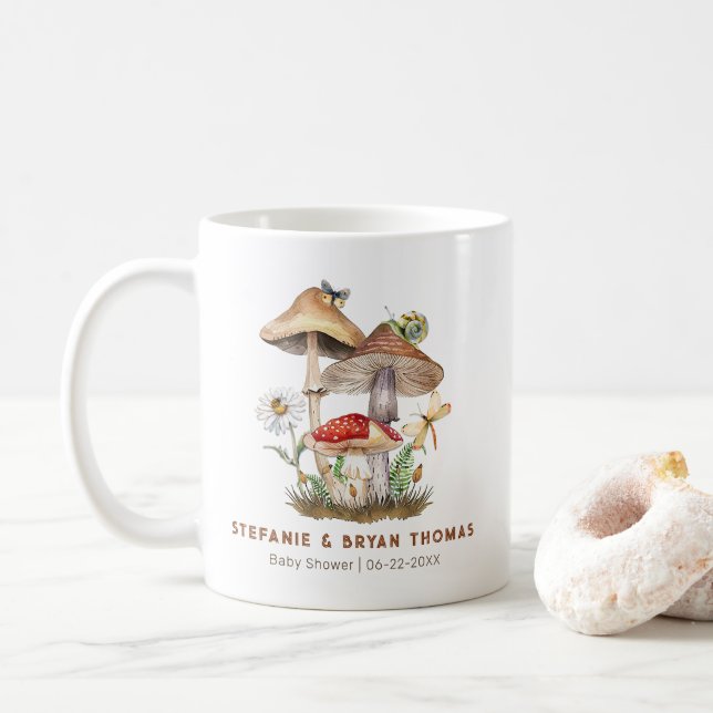 Aquarelle Champignons Baby shower de café Mug | Wh (Avec donut)