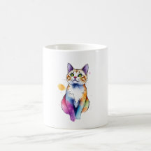 aquarelle chat mug fuuny cadeau chat aquarelle