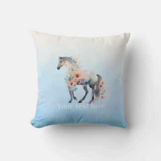 Aquarelle cheval accent coussin