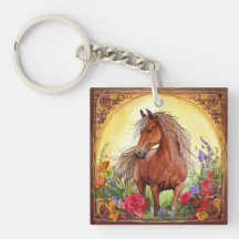 Aquarelle Cheval et Fleur sauvage