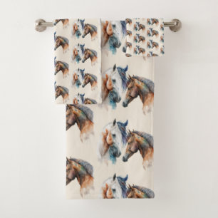 Aquarelle Chevaux Boho Déchirer Peinture Motif
