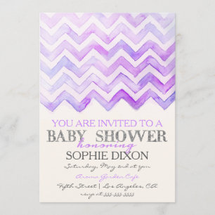 Aquarelle Chevron Baby shower Invitation
