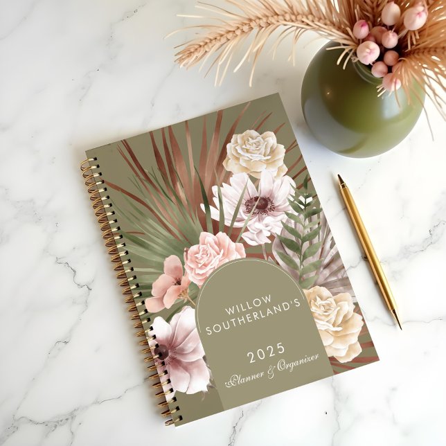 Aquarelle Chic Bohème Moderne Florales Photo Arch (Modern Chic Bohemian Watercolor Florals Photo Arch Planner)