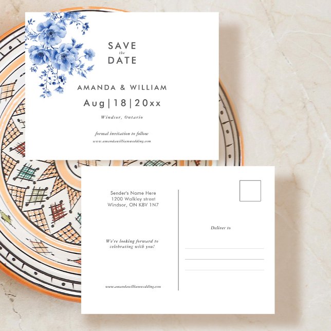 Aquarelle Chinoiserie Enregistrer la date Carte po (Créateur téléchargé)