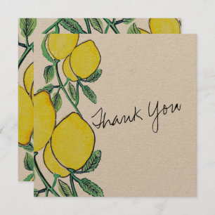Aquarelle Citron Carte de remerciements Script