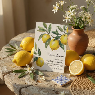 Aquarelle Citron Faire-Part de Mariage   Méditerra