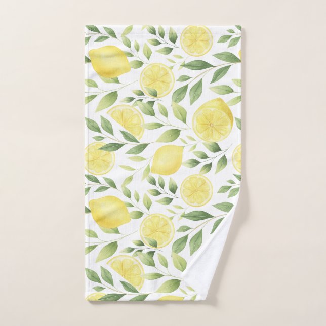 Aquarelle Citrons & Barnwood Serviette à main (Serviette à main)