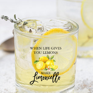 Aquarelle Citrons Brush Script Limoncello Verre