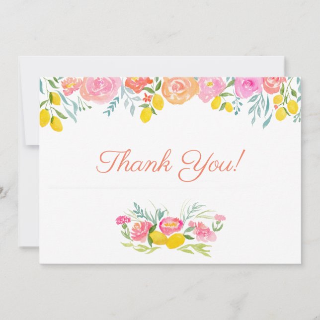 Aquarelle Citrons Et Fleurs Merci (Devant)