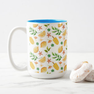 Aquarelle Citrons & Popsicles Mug à café à deux to