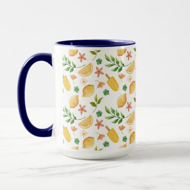 Aquarelle Citrons & Popsicules Mug - Citrus d'été (Gauche)