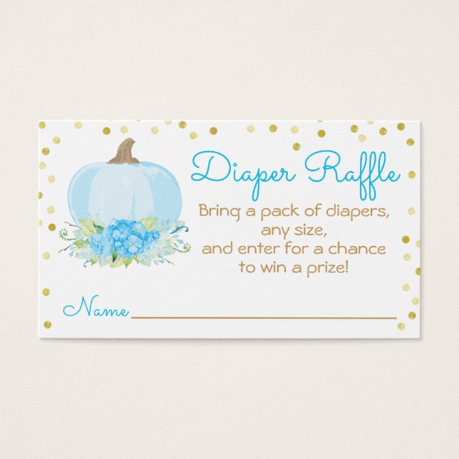 Aquarelle Citrouille bleu Baby shower Déchets Raff (Devant)