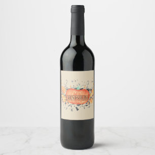 Aquarelle Citrouille Friendsgiving Vins Étiquettes