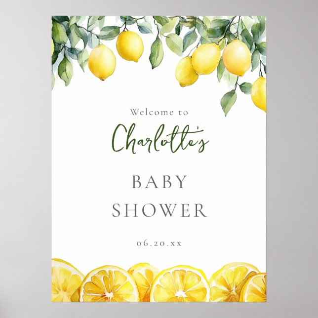 Aquarelle Citrus Baby shower Affiche de bienvenue (Devant)
