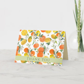 Aquarelle Citrus Motif Carte de remerciements plié