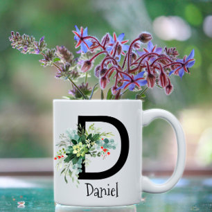 Aquarelle classique fleur sauvage tasse de café bl