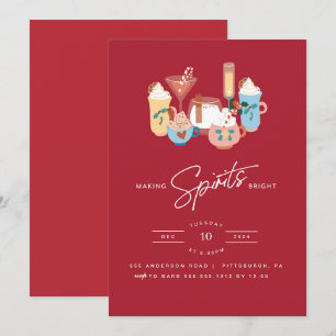 Aquarelle Cocktails Fête Invitation